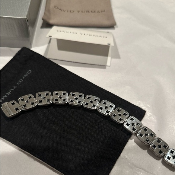 Vintage David Yurman 1-Row Linear Chiclet Bracelet Sterling Silver w/Diamonds - Picture 9 of 15